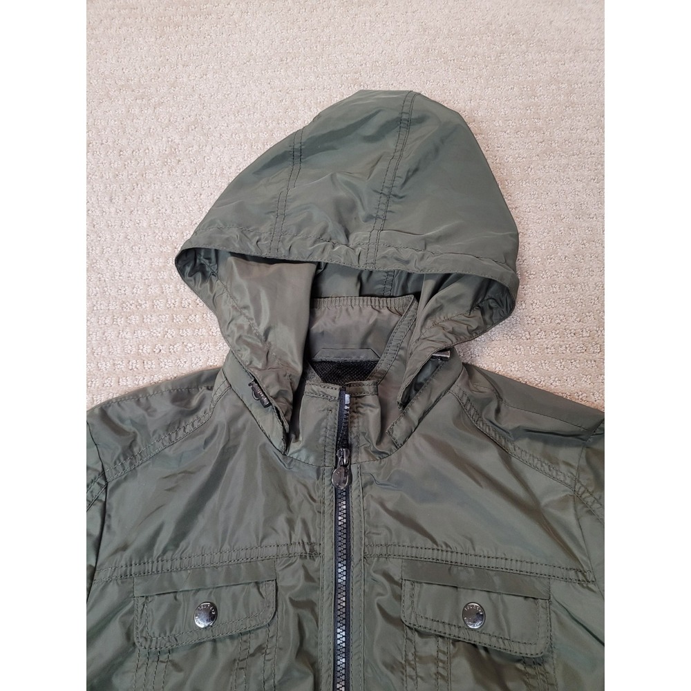 Laundry Shelli Segal Windbreaker Jacket Womens Medium Olive Green Spring Peplum